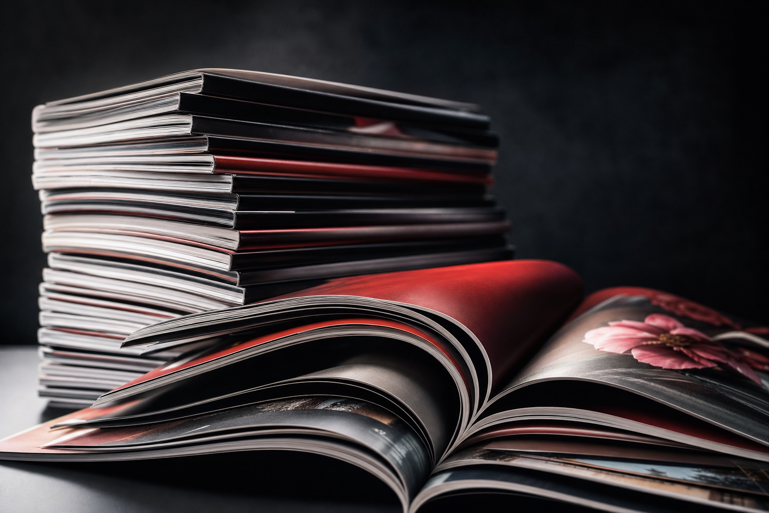 A stack of freshly printed magazines ready for mailing